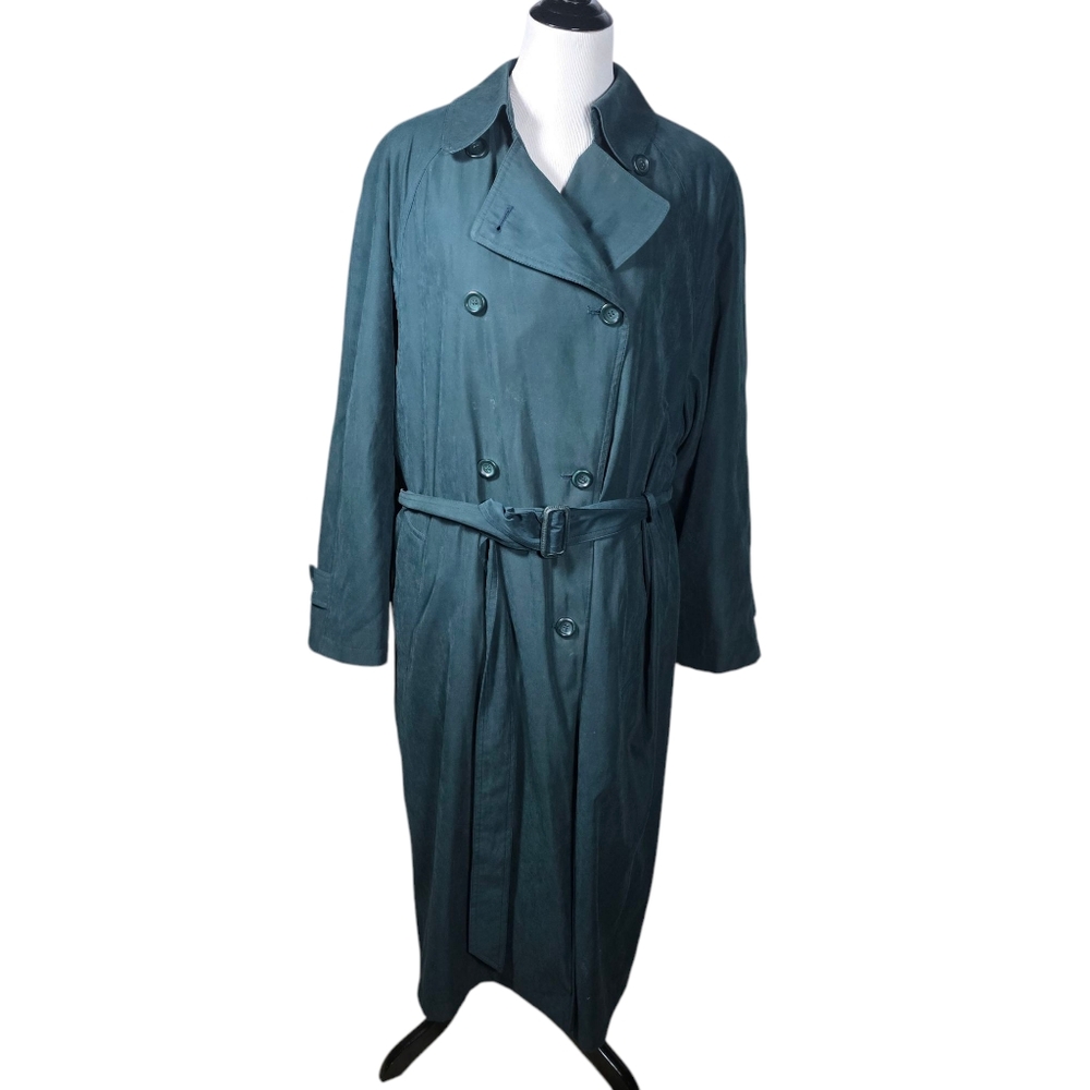 London Fog Vintage 14W Teal Removable Lined Trench Coat